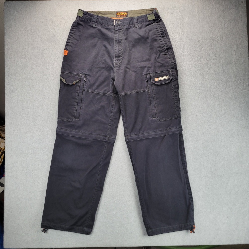 WearFirst Convertible Cargo Pants Mens Fit 32x30 Black Zip Off Outdoor Utility